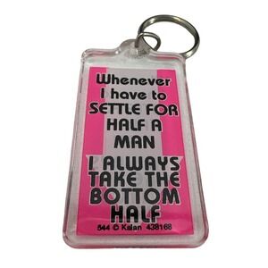 Sarcastic Humor Acrylic Keychain " Whenever I have to Settle For A Man .... Pink